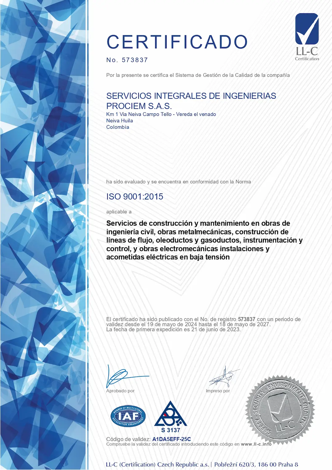 Certificado ISO 9001